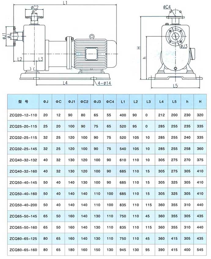 ZCQ型自吸式磁力驅(qū)動泵安裝尺寸圖 ZCQ型自吸式磁力驅(qū)動泵安裝尺寸圖