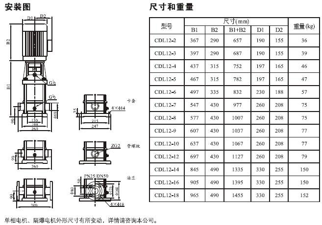 CDL立式多級(jí)離心泵安裝尺寸圖 CDL立式多級(jí)離心泵安裝尺寸圖